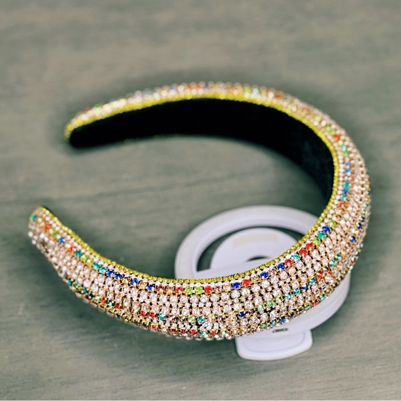 Multicolor Hand Made Individual Set Crystal Soft Padded Headband Hair Accessory - Picture 8 of 9